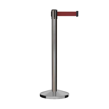 Stanchion Belt Barrier Sat.Steel Post 11ft. Maroon Belt